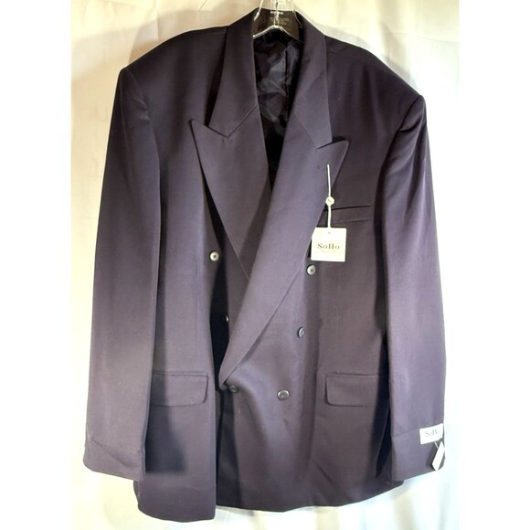 Soho Mens Double Breasted Blazer 48L Solid Purple NWT